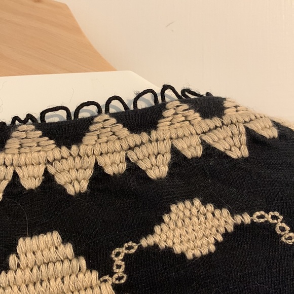 Free People Black w/ Tan Embroidered top. Drawstring Bottom. 0ne button front XS - Picture 5 of 10